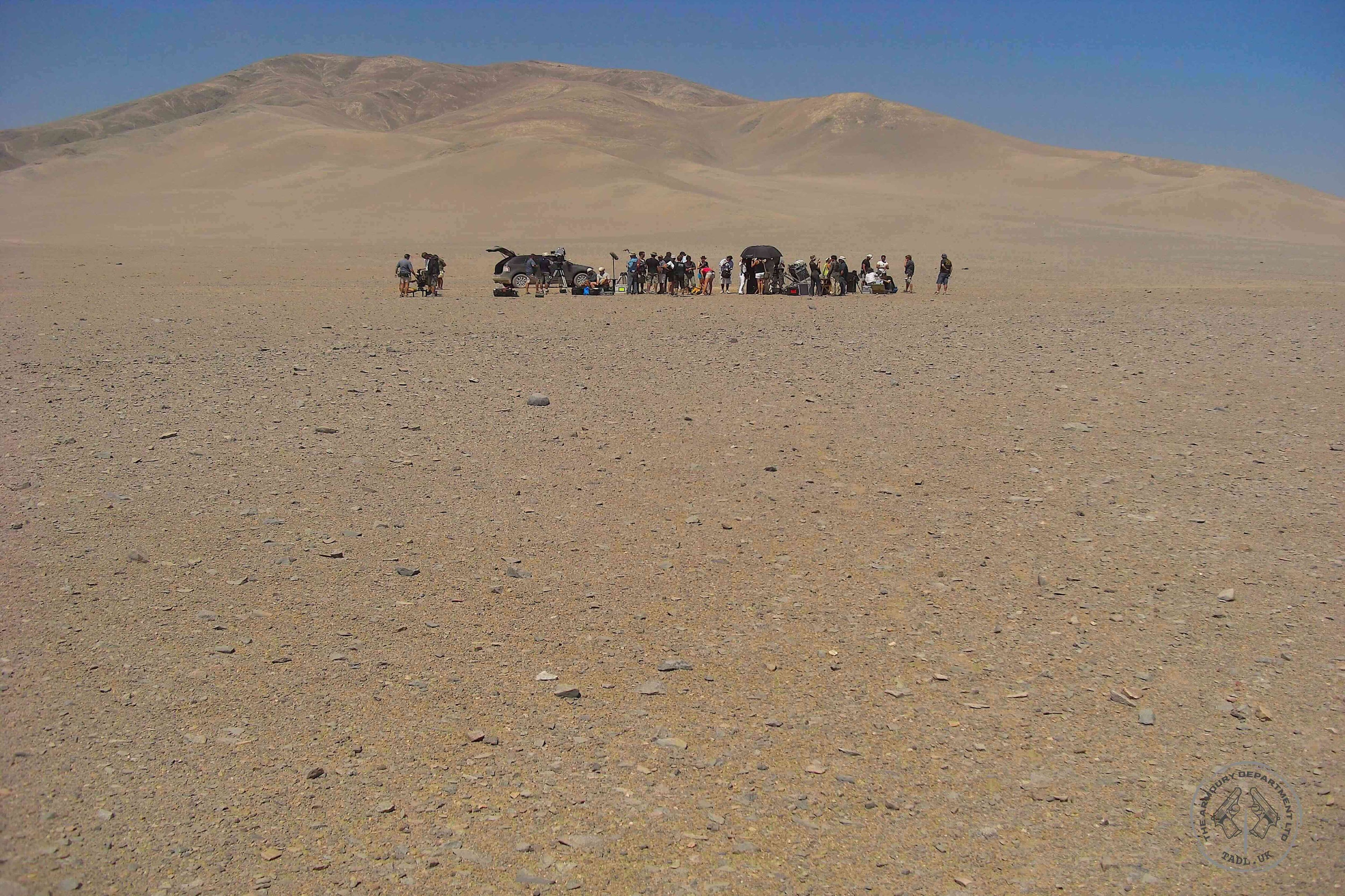 Photographing the cast and crew preparing to film a scene for Quantum of solace